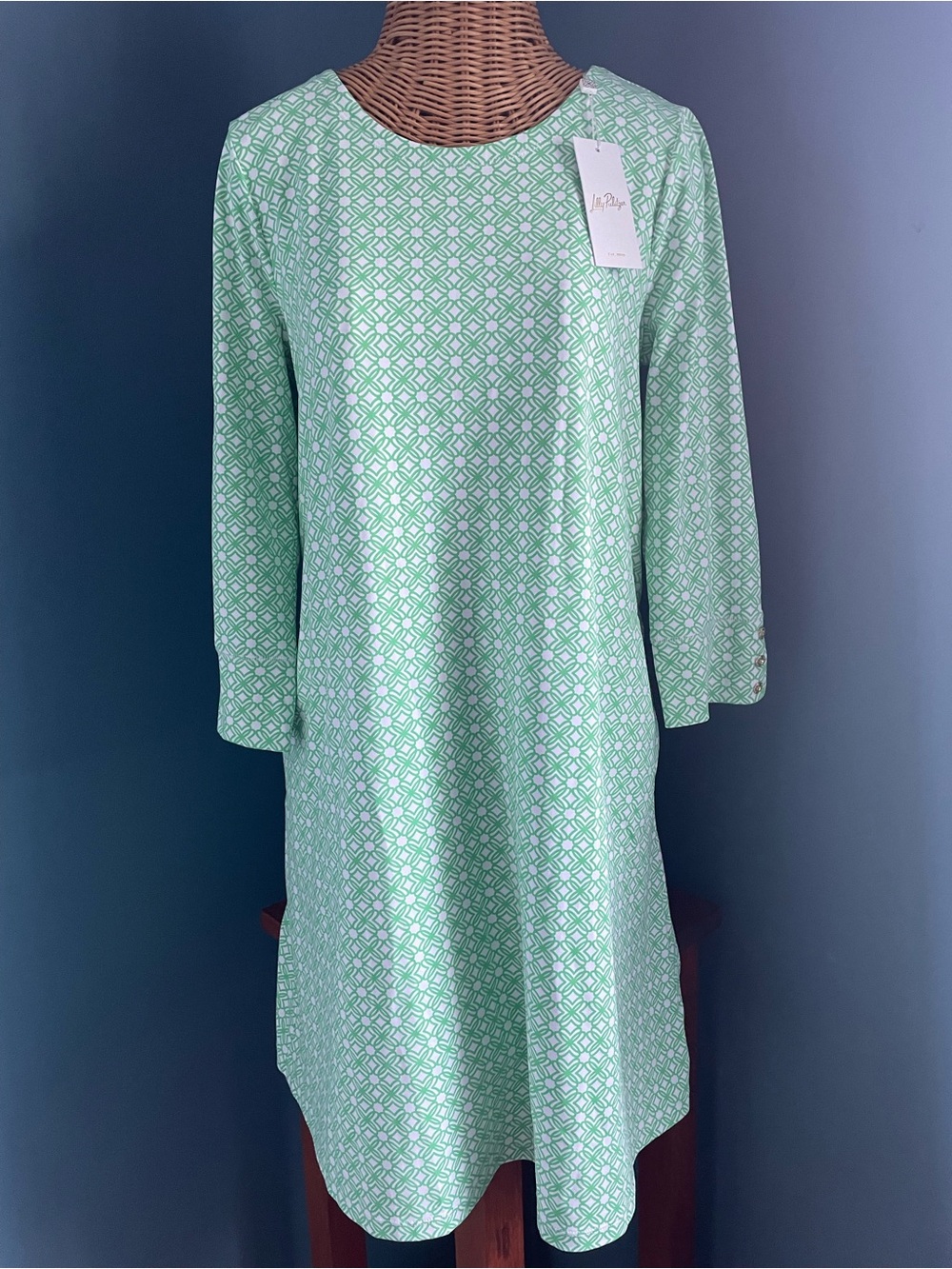 NWT Lilly Pulitzer Solia ChillyLilly Dress Green Butterfly Pattern UPF 50+ Large